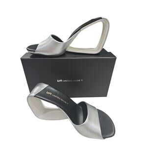 United Nude Silver High Mobius Slides - New in Box